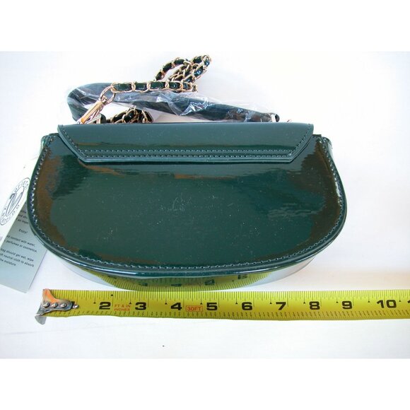Valentino Orlandi Green Patent Leather Mini Shoulder Bag With Gold Chain Strap & - Picture 2 of 6